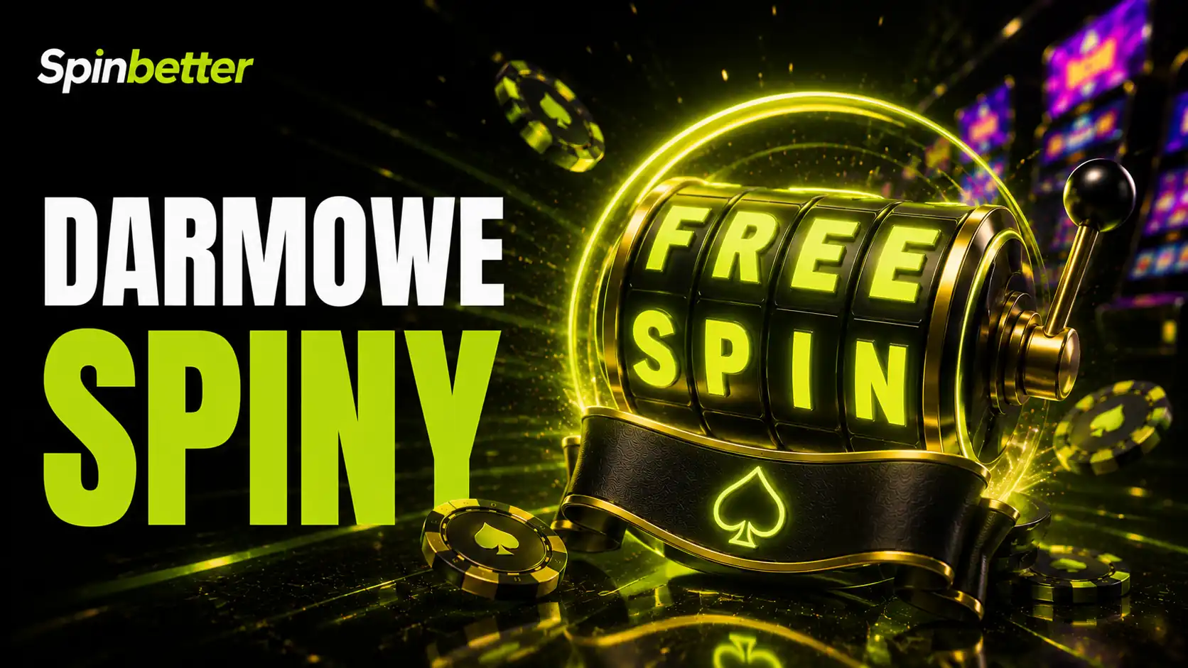 SpinBetter darmowe spiny — ekran promocji z obrotami na automaty
