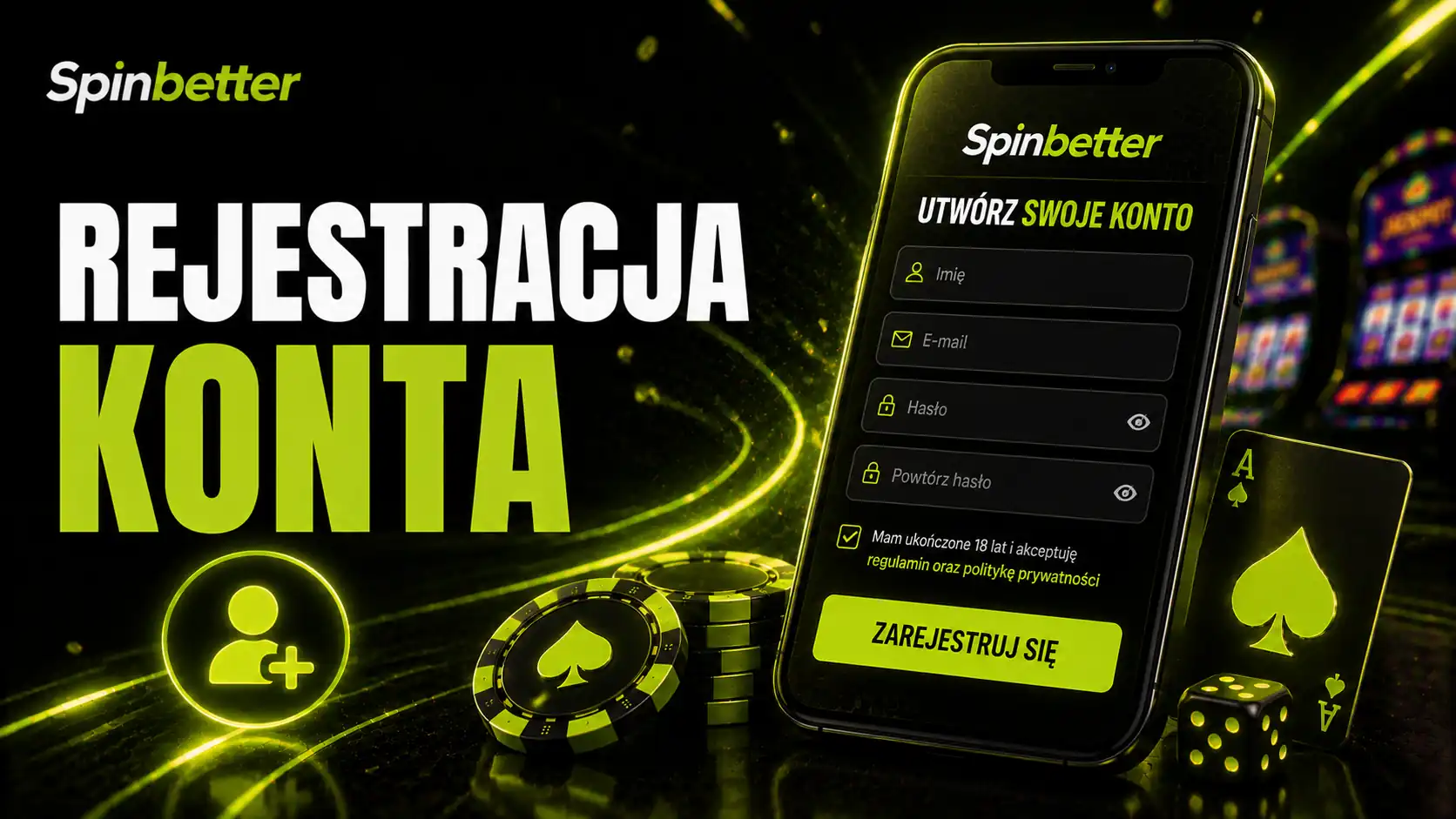 SpinBetter rejestracja — formularz zakładania konta po polsku