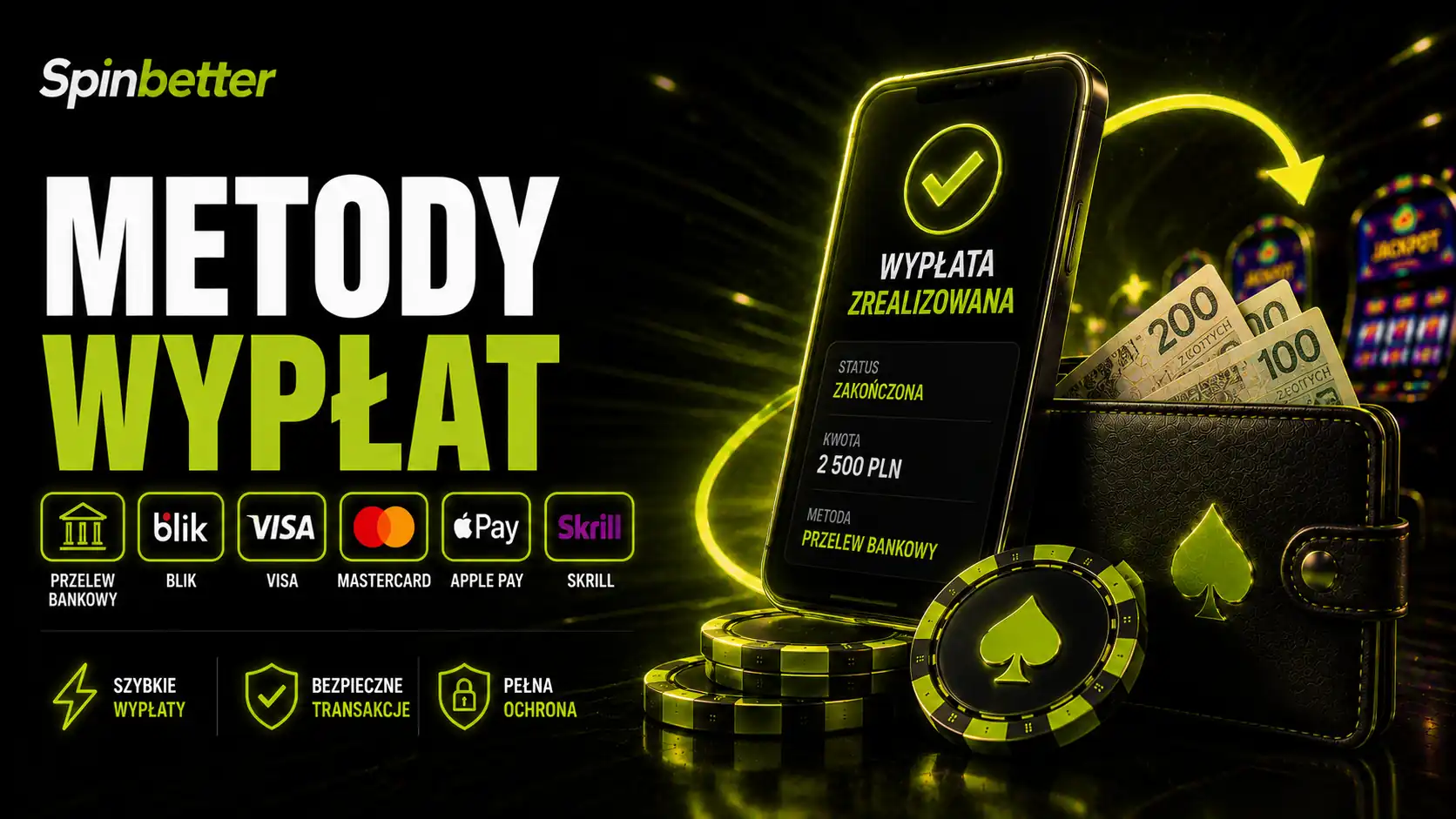 SpinBetter wypłaty — lista metod płatności w kasie